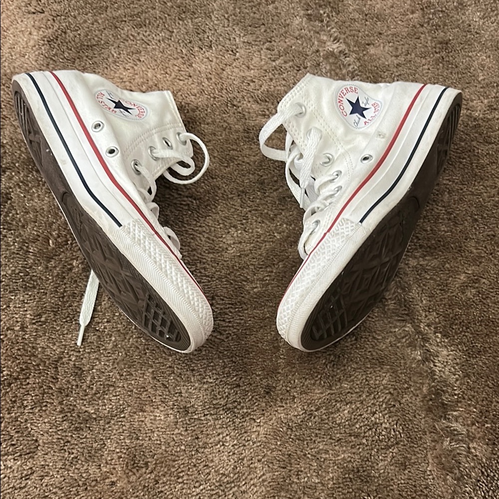 Converse Kids White High-Top Sneakers with Red and Blue Accents